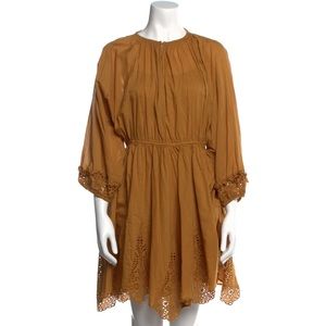 Apiece Apart Vereda Eyelet Mini Dress in Ochre, Size 6